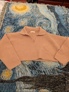 Oak + Fort Women’s Cropped Knit Collared Sweater